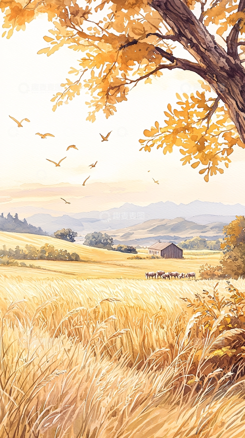高清大图下载【趣麦麦图】秋日田野上的羊群
