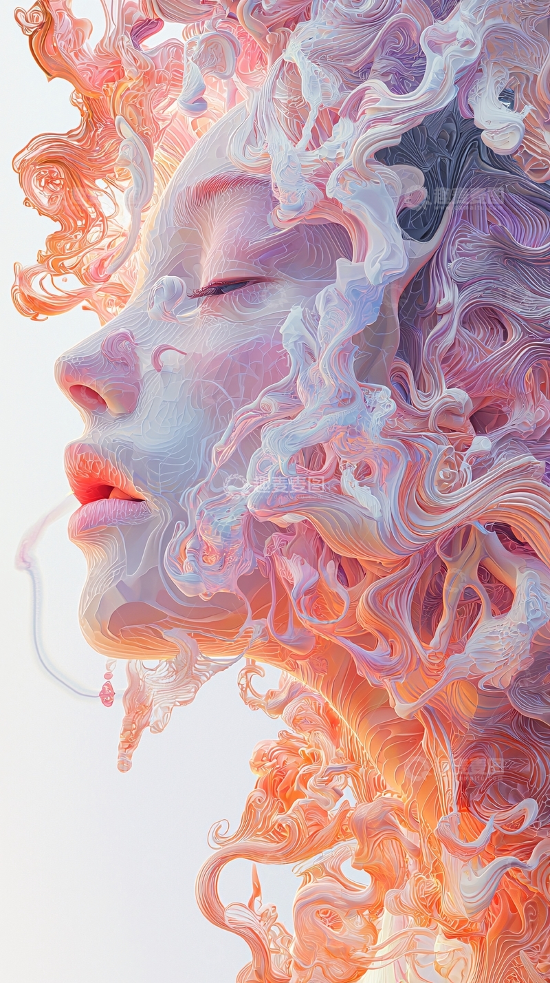 高清大图下载【趣麦麦图】抽象色彩流动人物肖像