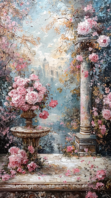 浪漫花园与古典柱子