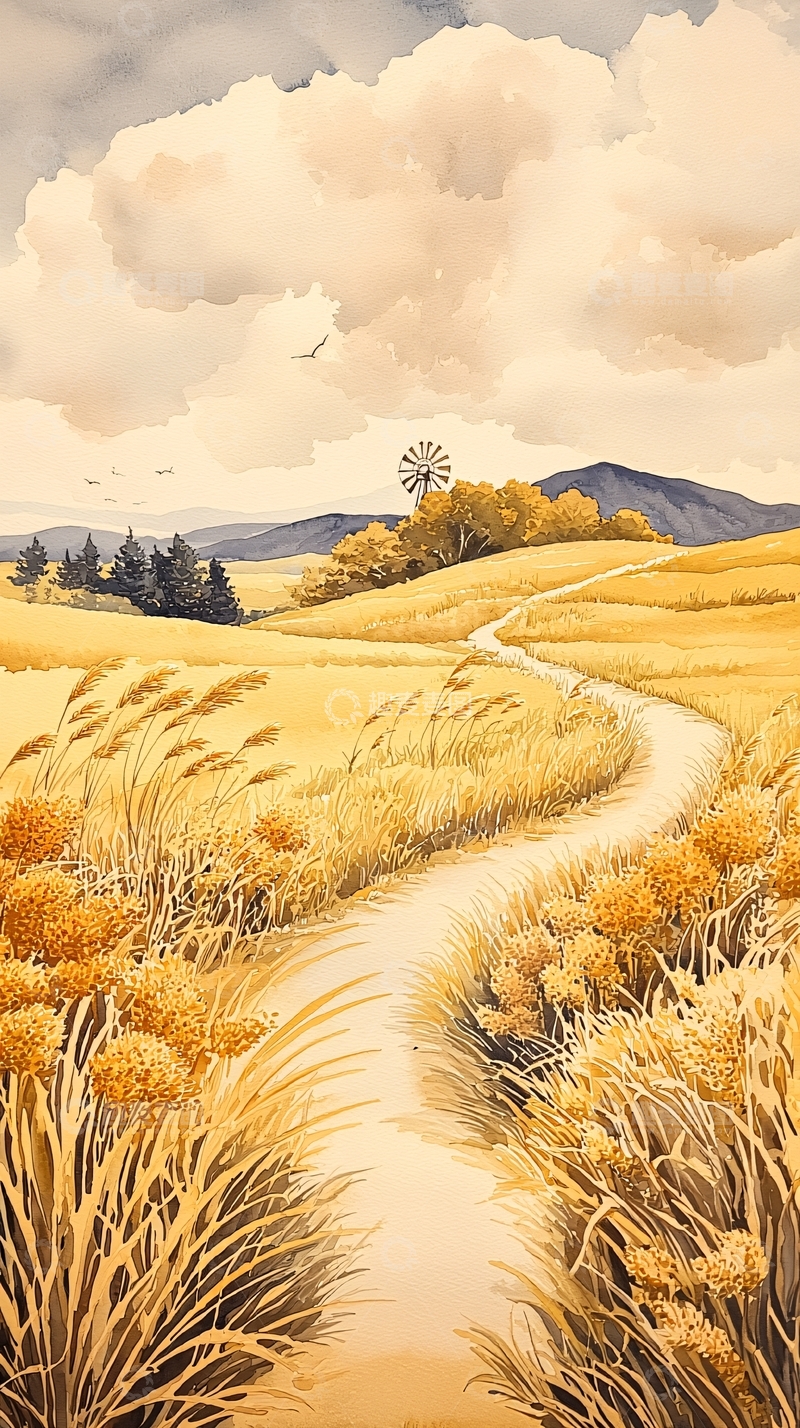 高清大图下载【趣麦麦图】金色田野上的小路