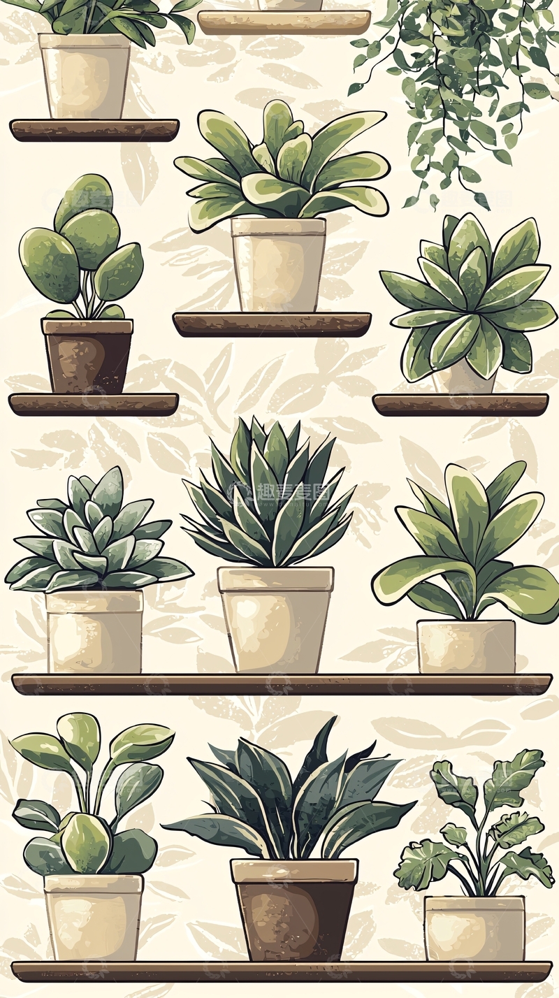 高清大图下载【趣麦麦图】室内植物墙挂画素材
