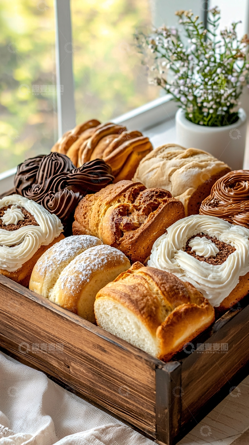 高清大图下载【趣麦麦图】面包篮子里的各种面包