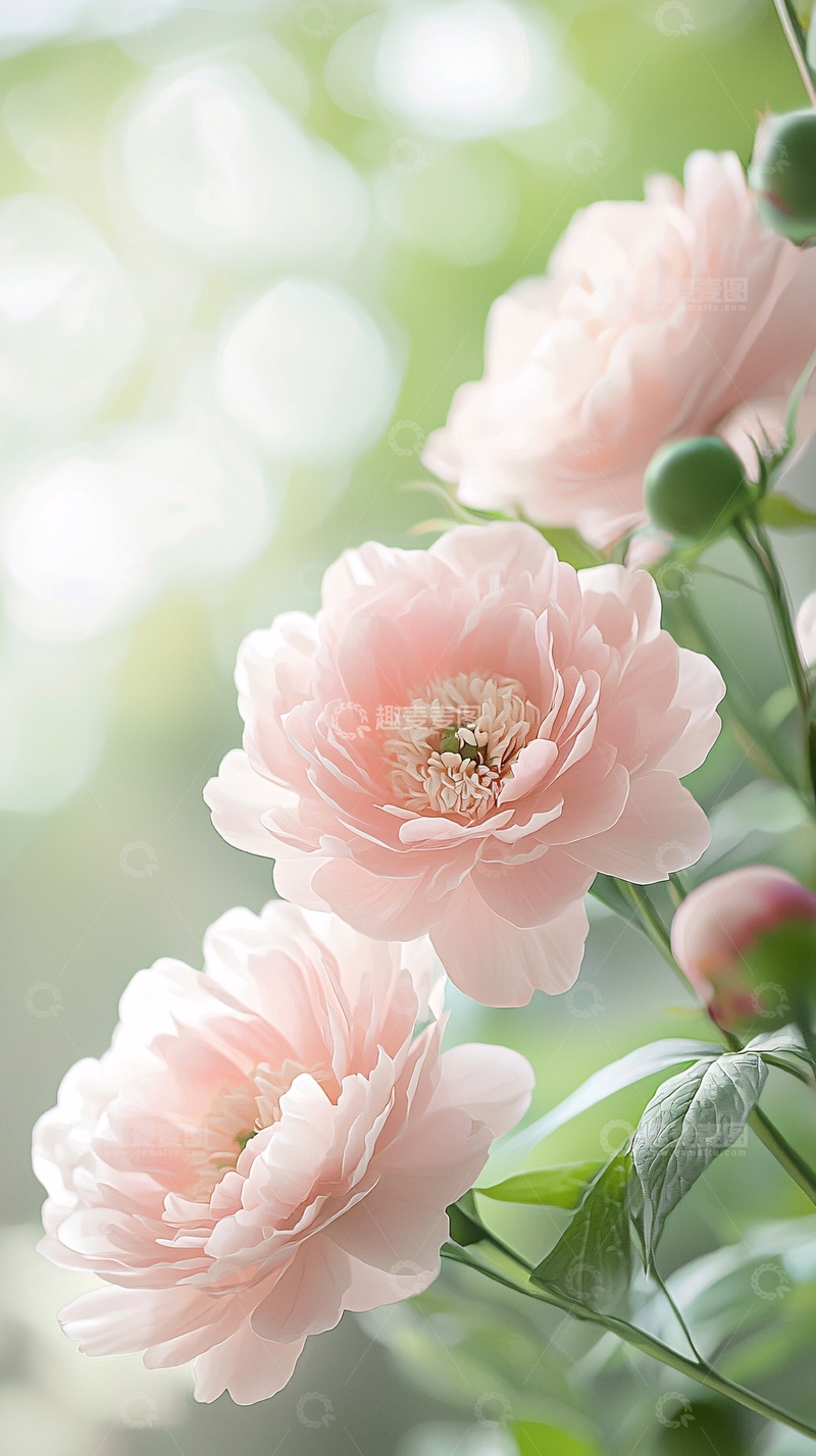 高清大图下载【趣麦麦图】粉色牡丹花自然背景