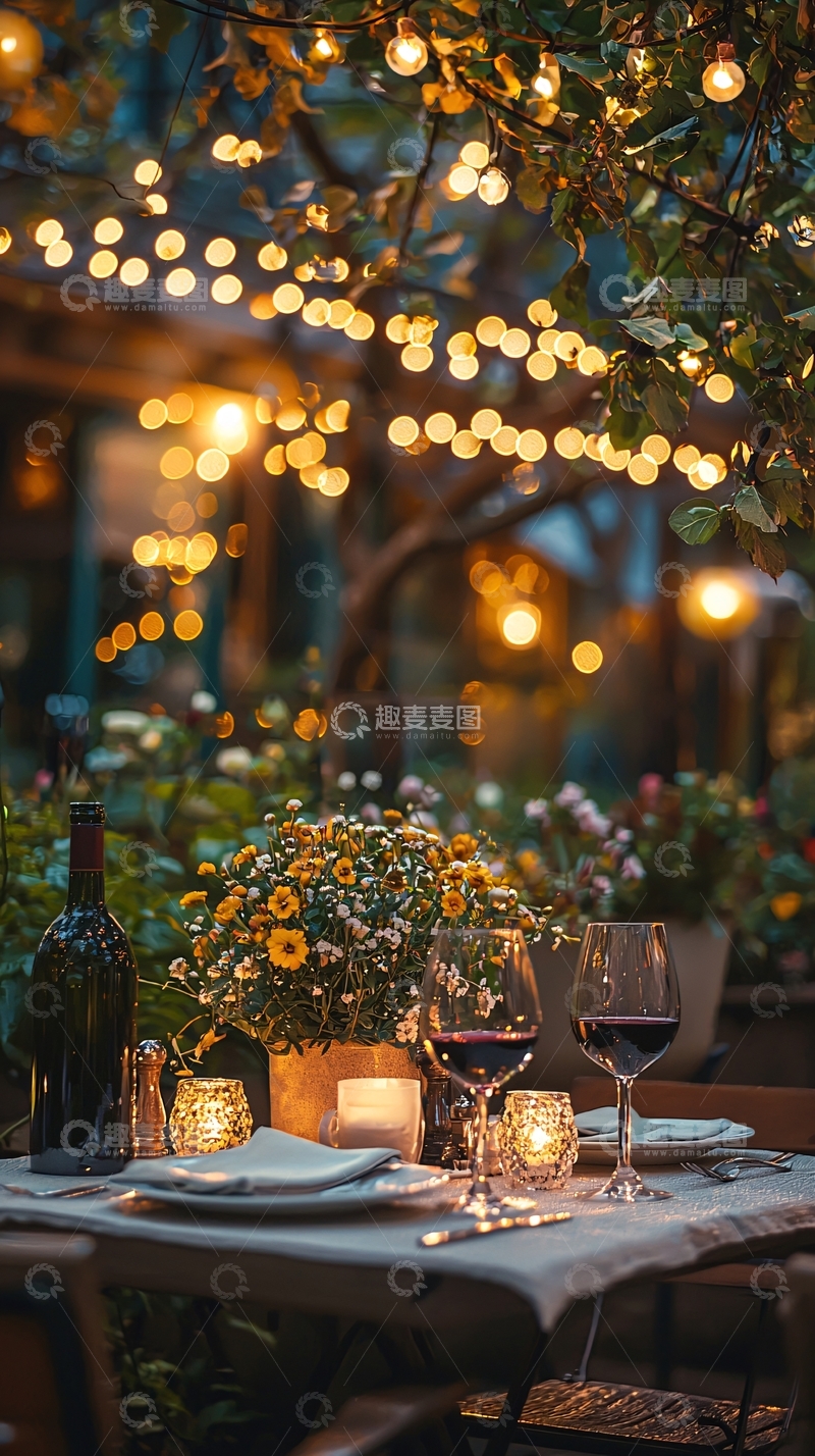 高清大图下载【趣麦麦图】户外晚餐布置浪漫场景