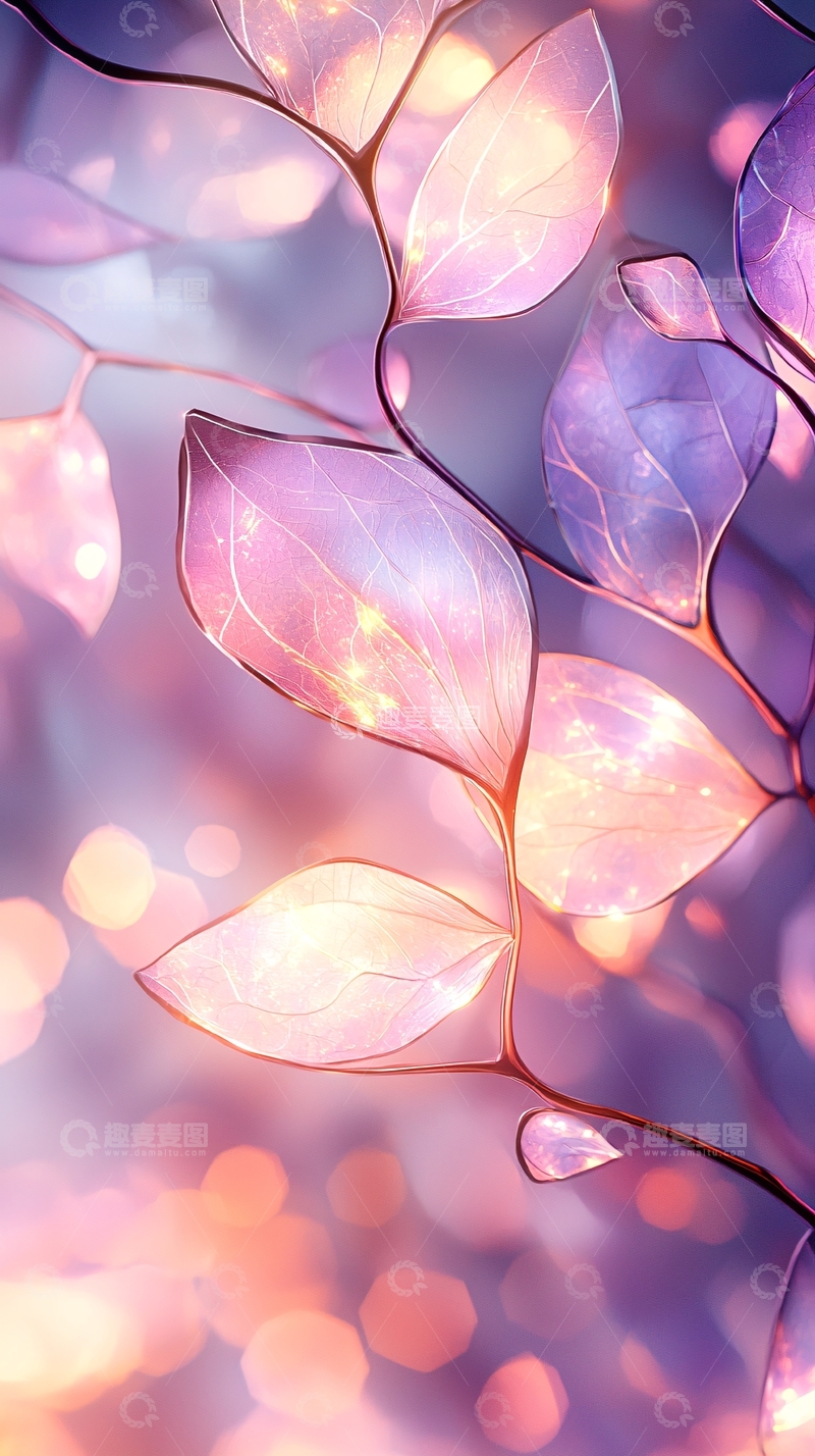 高清大图下载【趣麦麦图】梦幻紫色叶子背景图