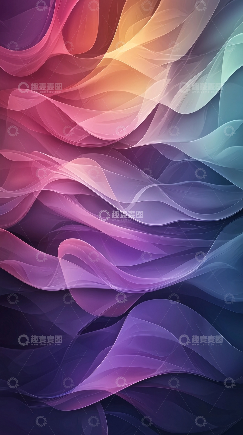 高清大图下载【趣麦麦图】抽象波浪色彩渐变背景
