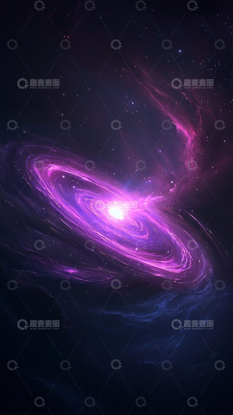 高清大图下载【趣麦麦图】紫色星系漩涡背景图
