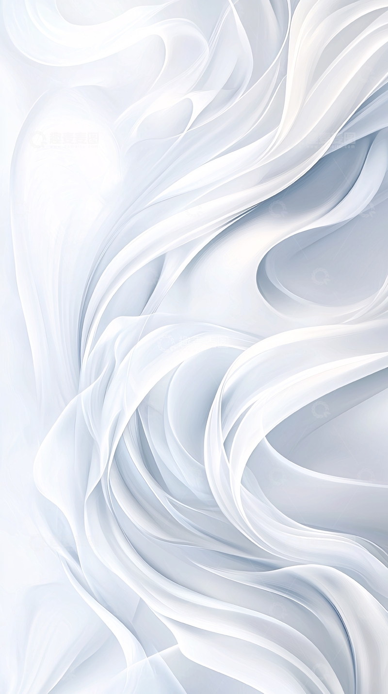 高清大图下载【趣麦麦图】白色流动曲线抽象背景