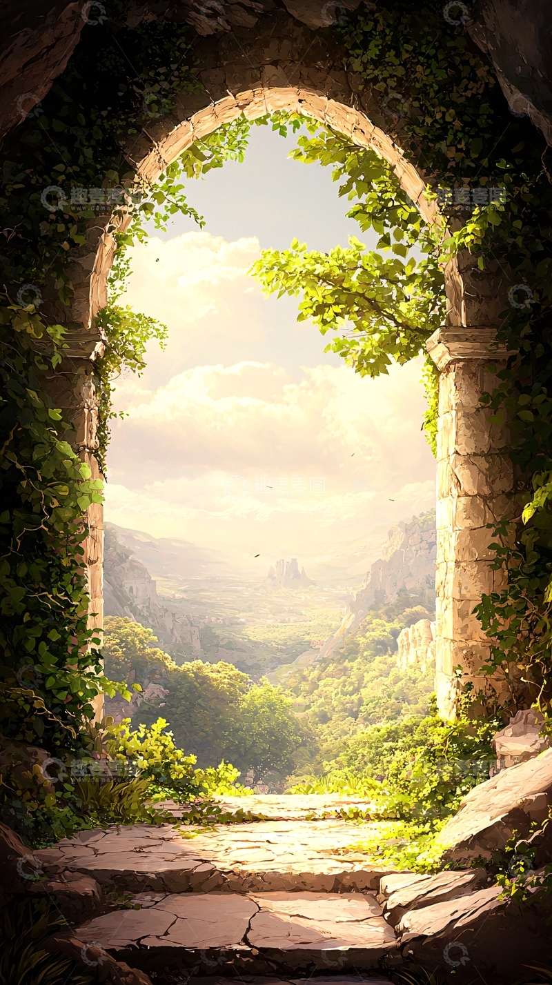高清大图下载【趣麦麦图】石门通向自然美景