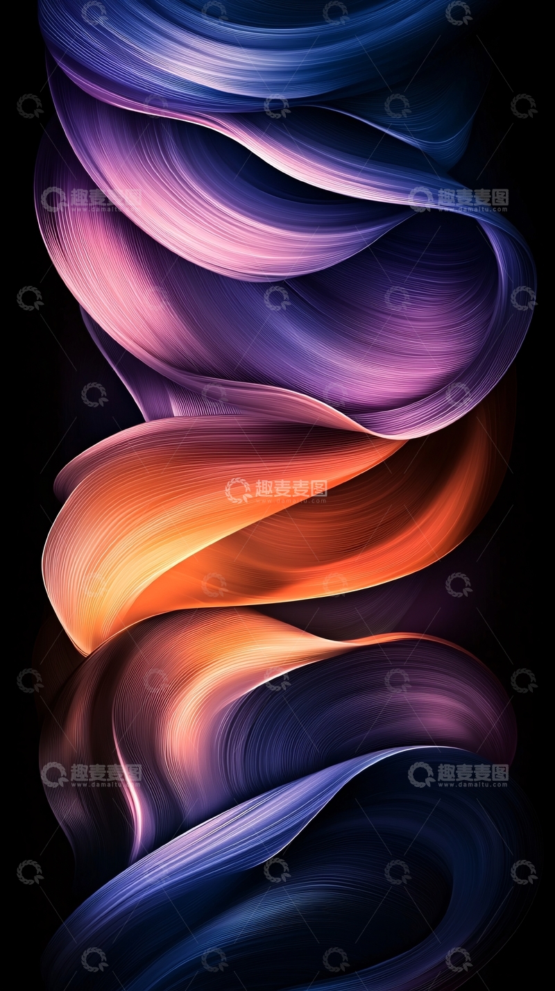高清大图下载【趣麦麦图】抽象色彩流动曲线背景