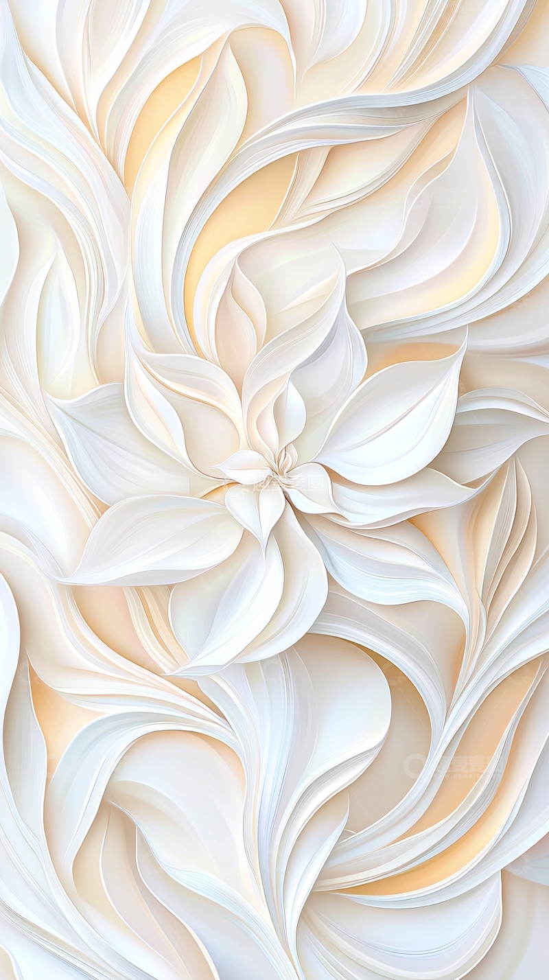 高清大图下载【趣麦麦图】白色抽象花卉艺术背景