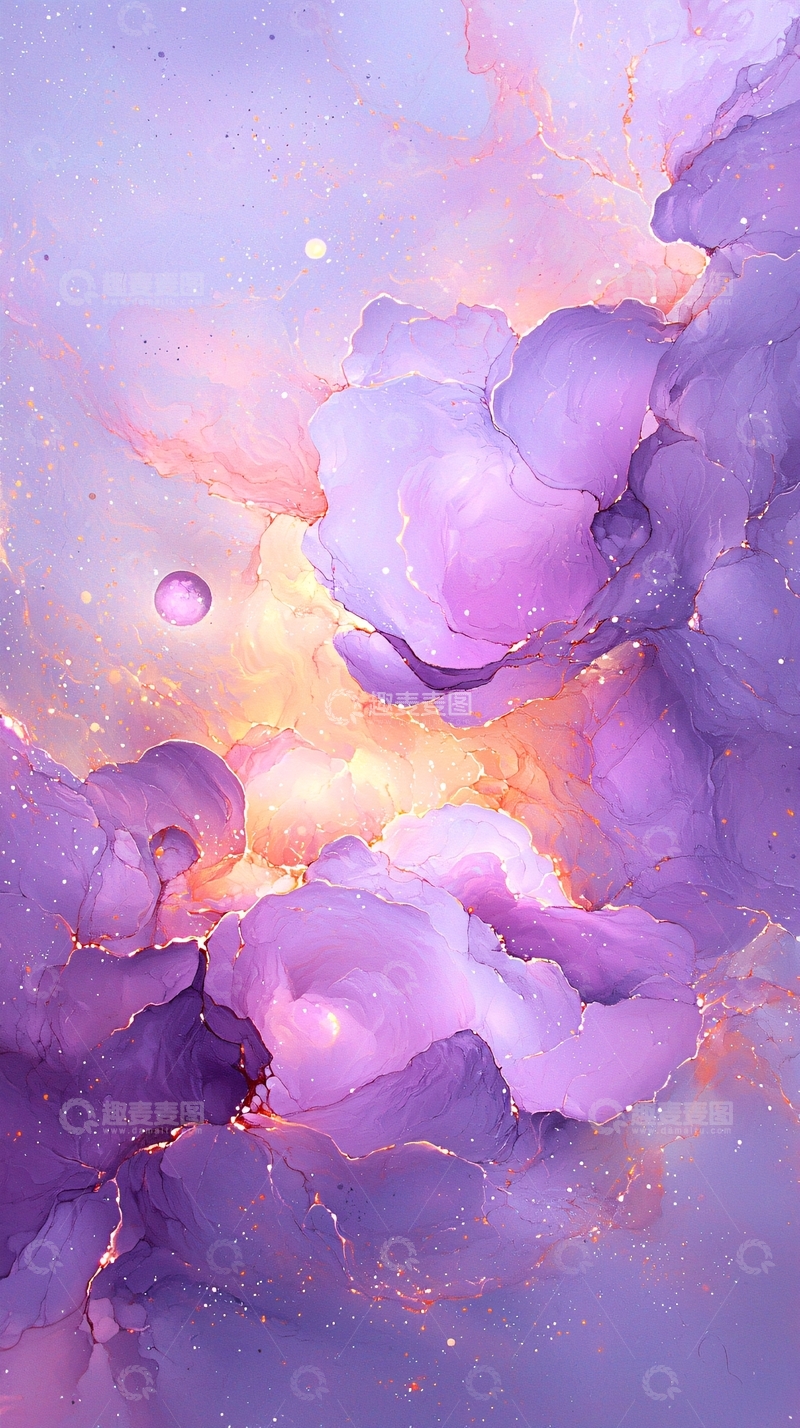 高清大图下载【趣麦麦图】梦幻紫色云彩抽象艺术背景