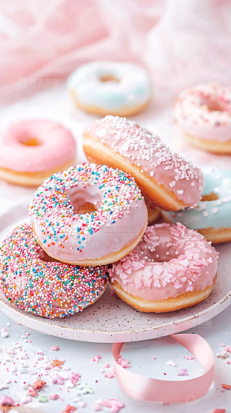 高清大图下载【趣麦麦图】粉色糖霜甜甜圈集合