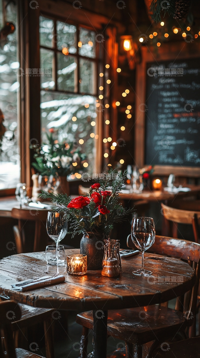 高清大图下载【趣麦麦图】温馨冬日餐厅餐桌布置
