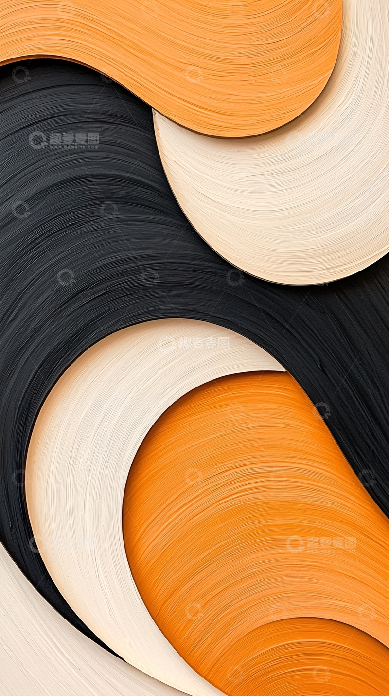 高清大图下载【趣麦麦图】抽象橙色渐变曲线背景图