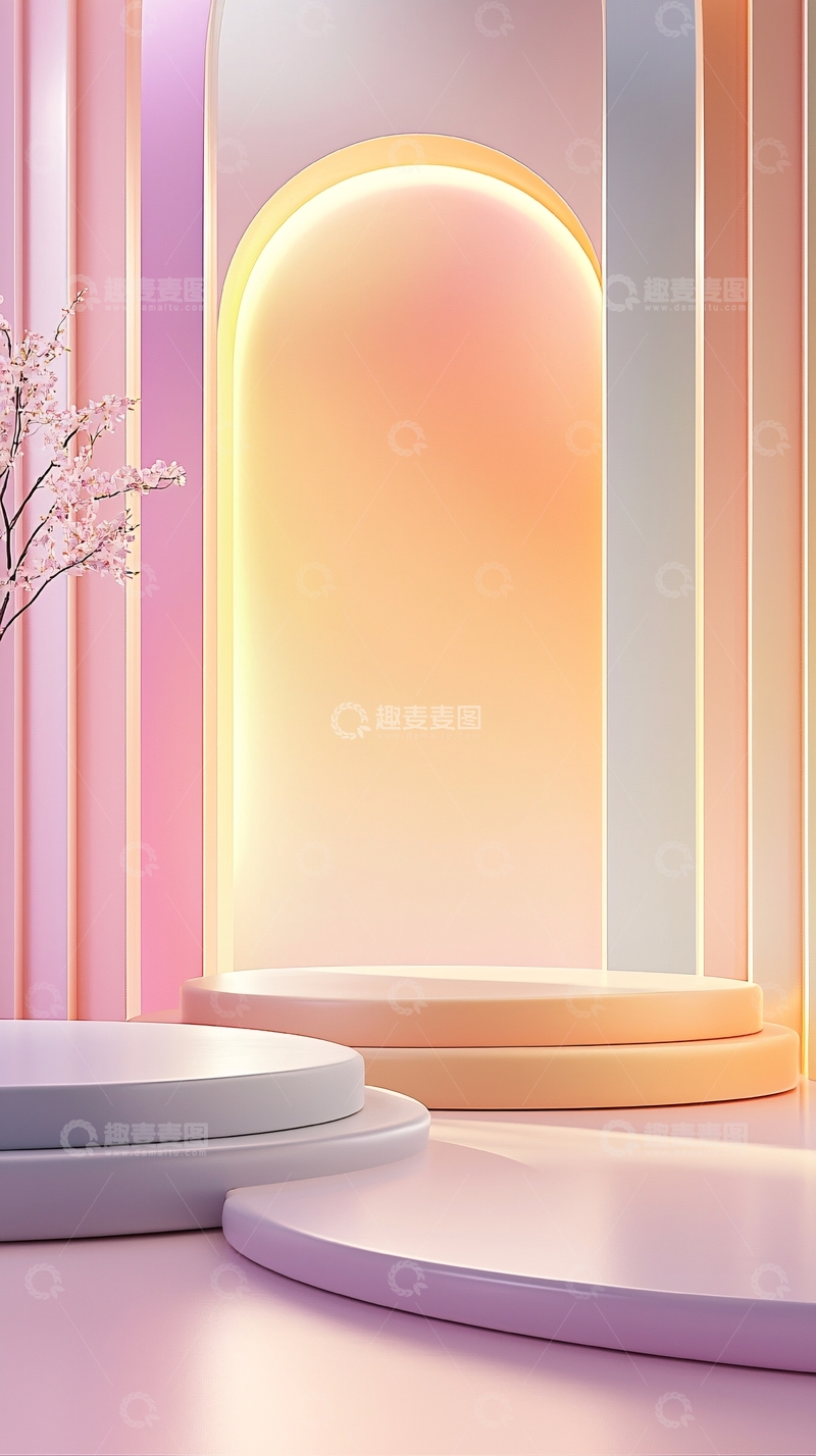 高清大图下载【趣麦麦图】粉色渐变背景舞台展示架