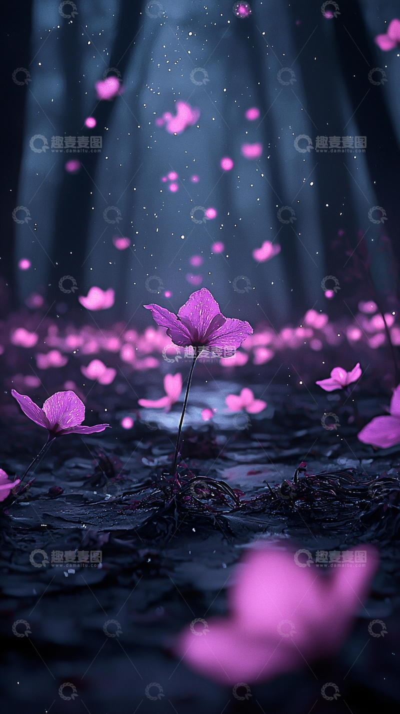 高清大图下载【趣麦麦图】梦幻紫色花朵背景图