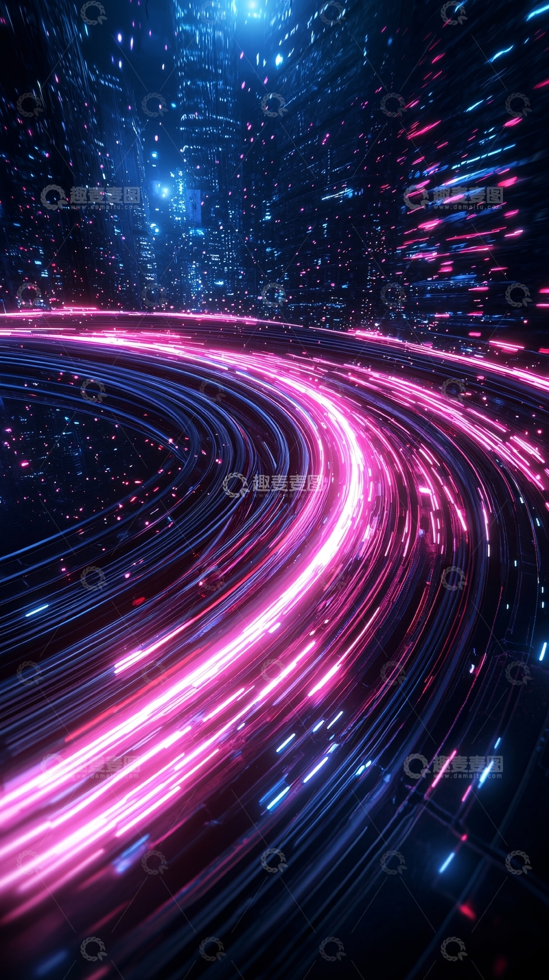 高清大图下载【趣麦麦图】未来城市光速穿梭