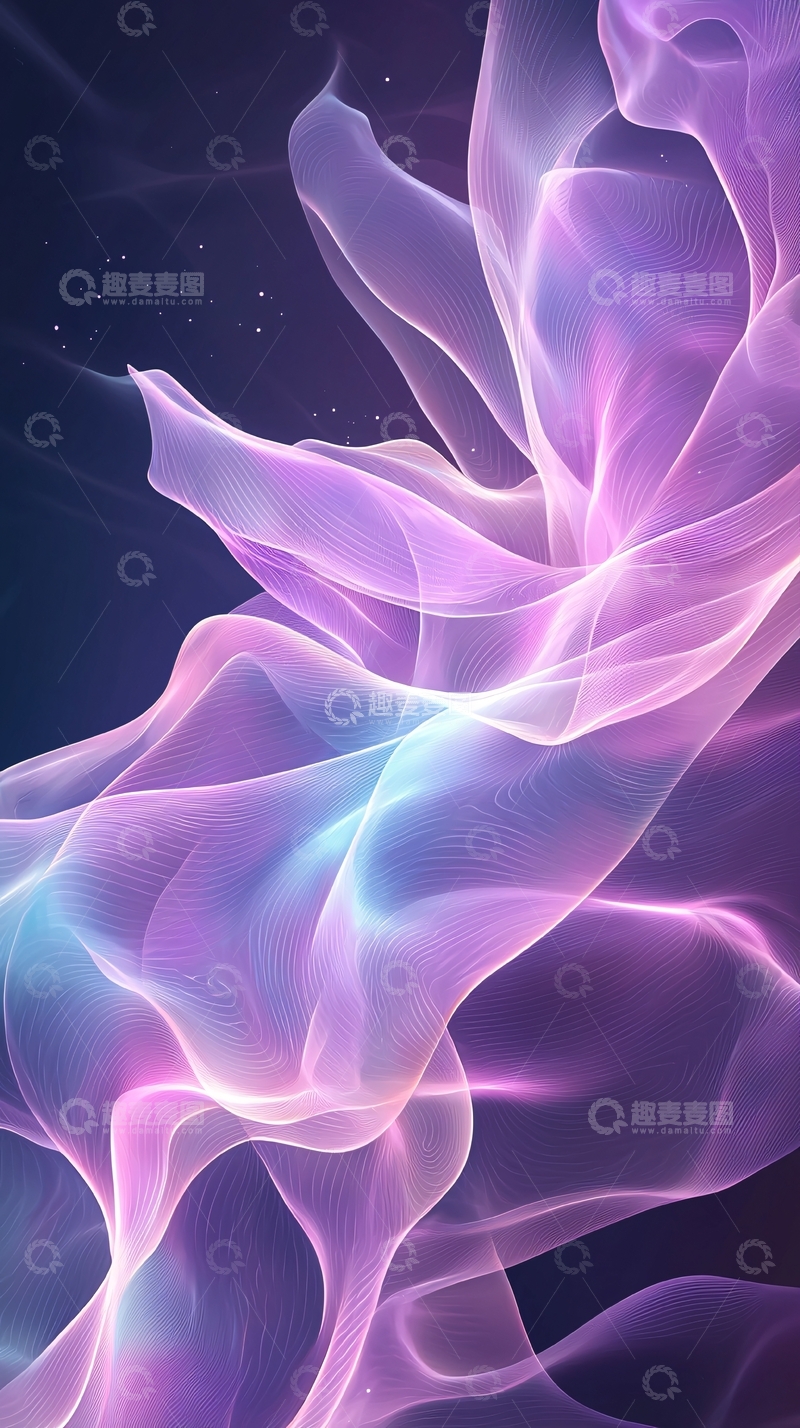 高清大图下载【趣麦麦图】梦幻紫色波浪抽象艺术背景
