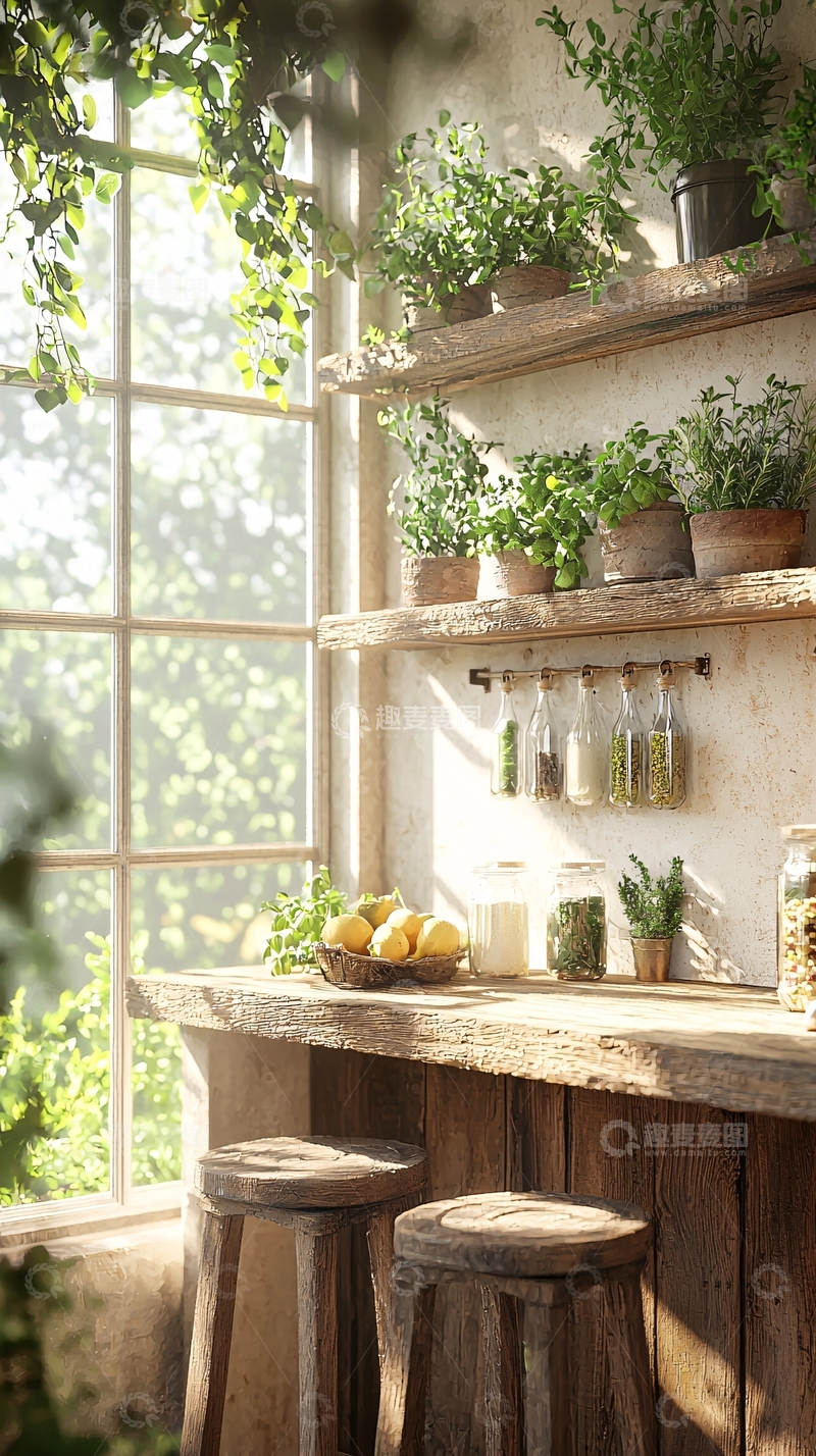 高清大图下载【趣麦麦图】阳光洒满的厨房角落