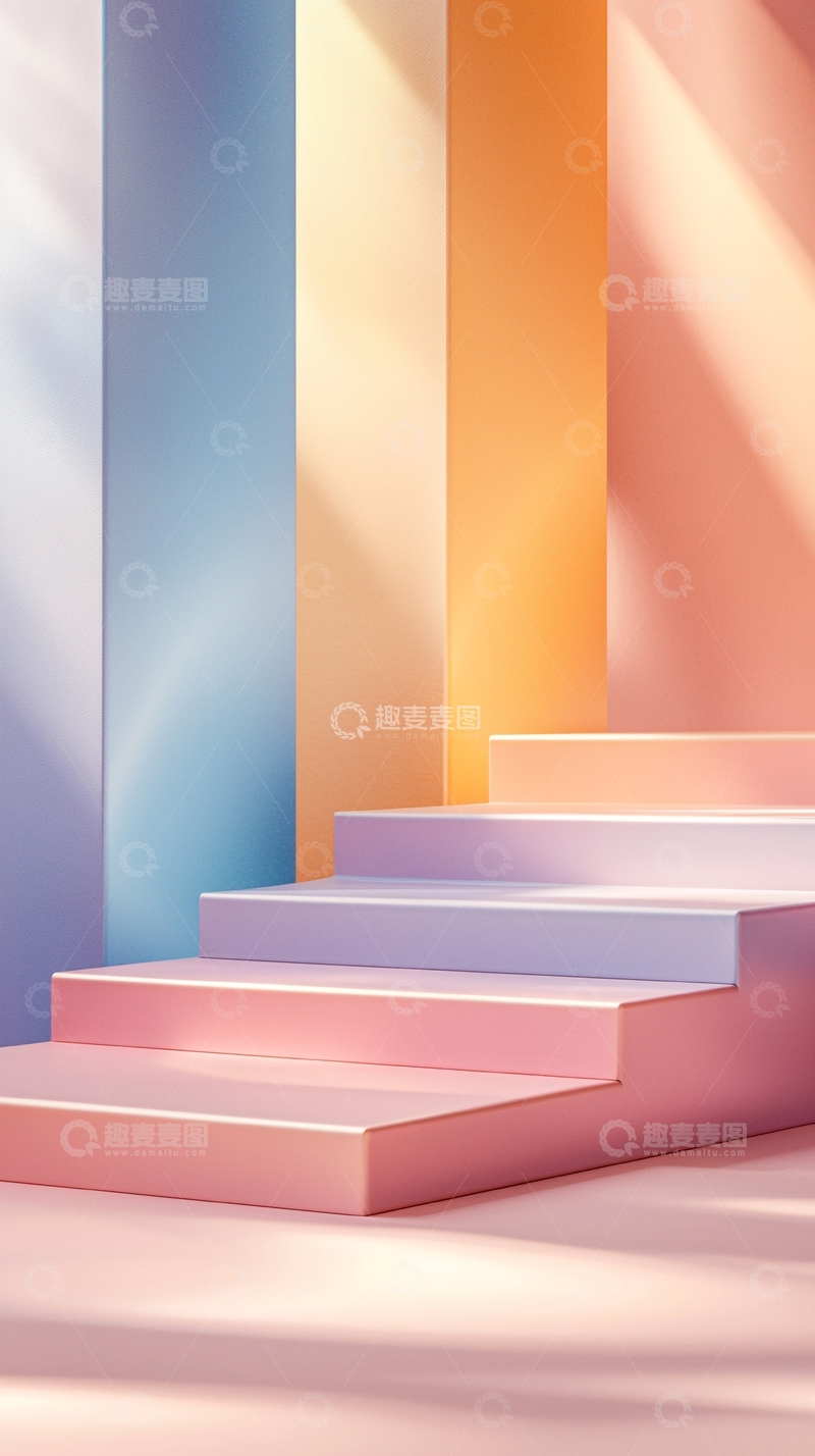 高清大图下载【趣麦麦图】色彩渐变几何楼梯背景