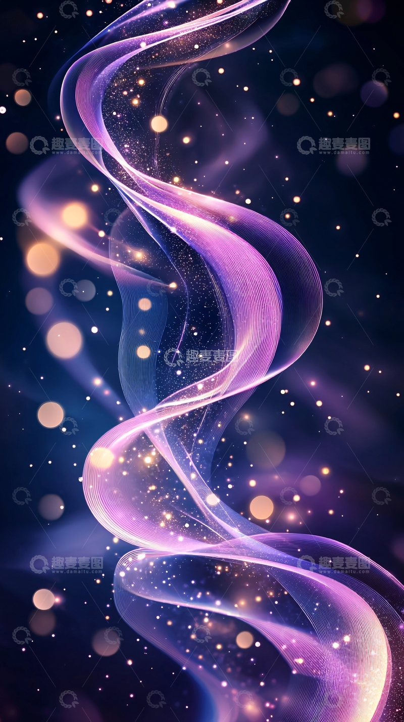 高清大图下载【趣麦麦图】紫色光带与星光背景