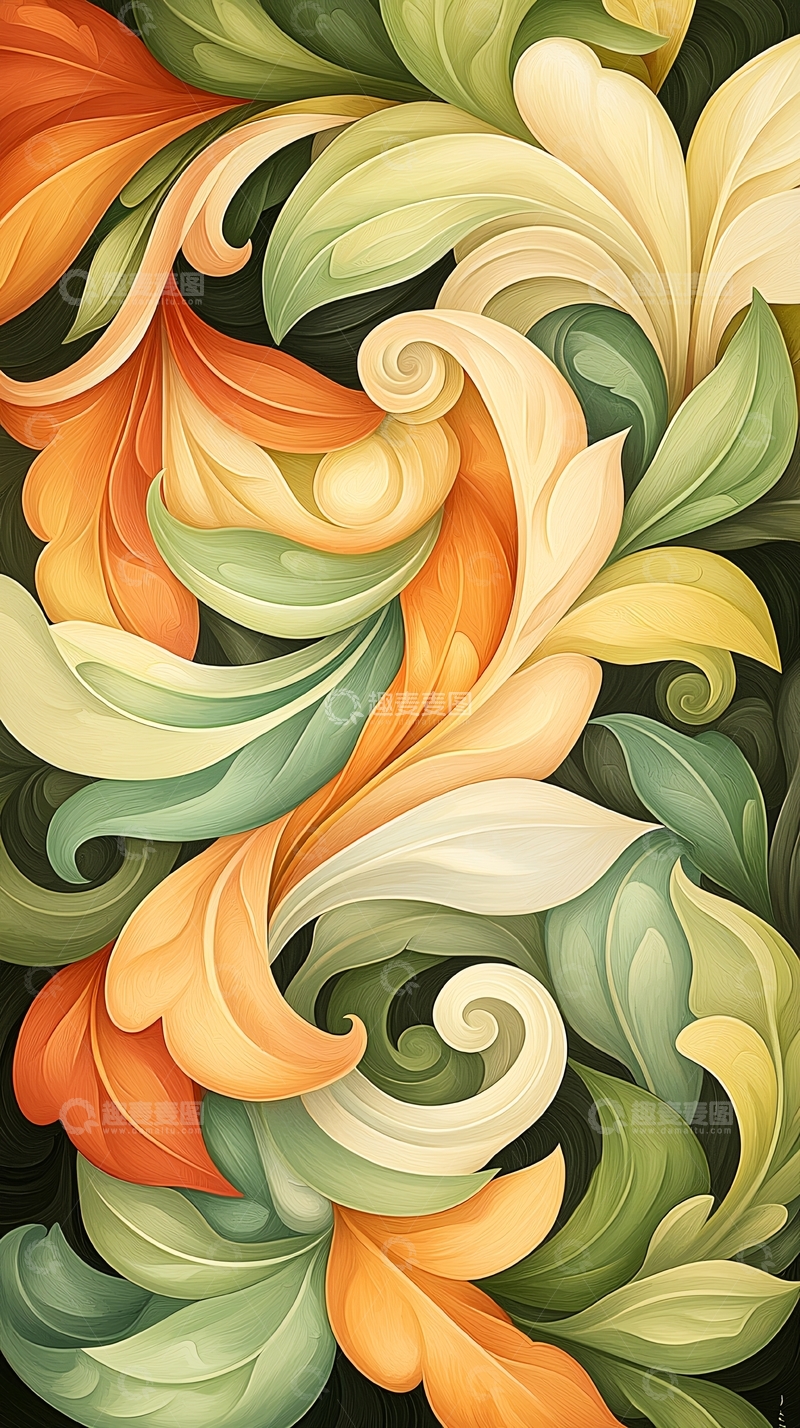 高清大图下载【趣麦麦图】抽象花卉艺术图案背景