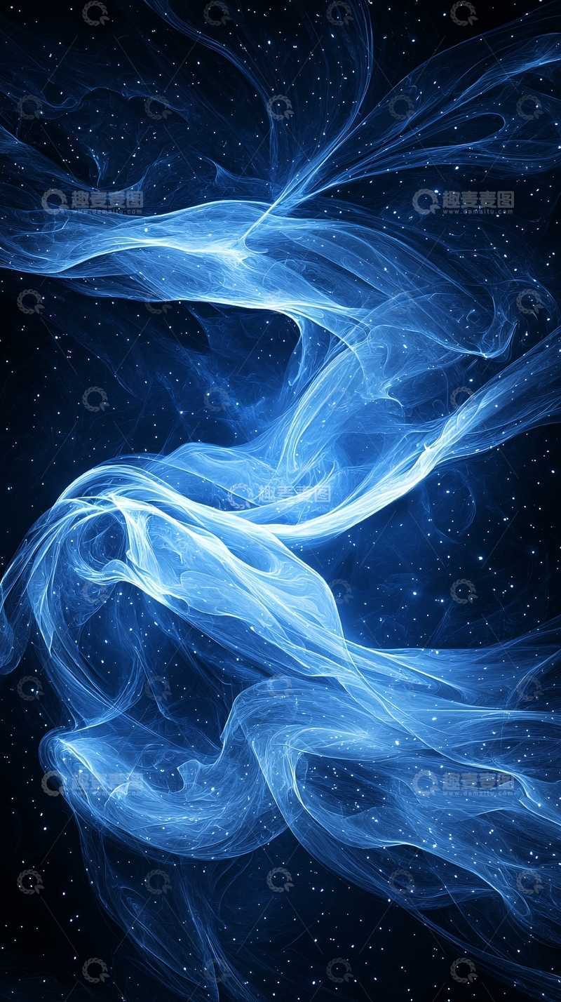 高清大图下载【趣麦麦图】蓝色流光抽象艺术背景