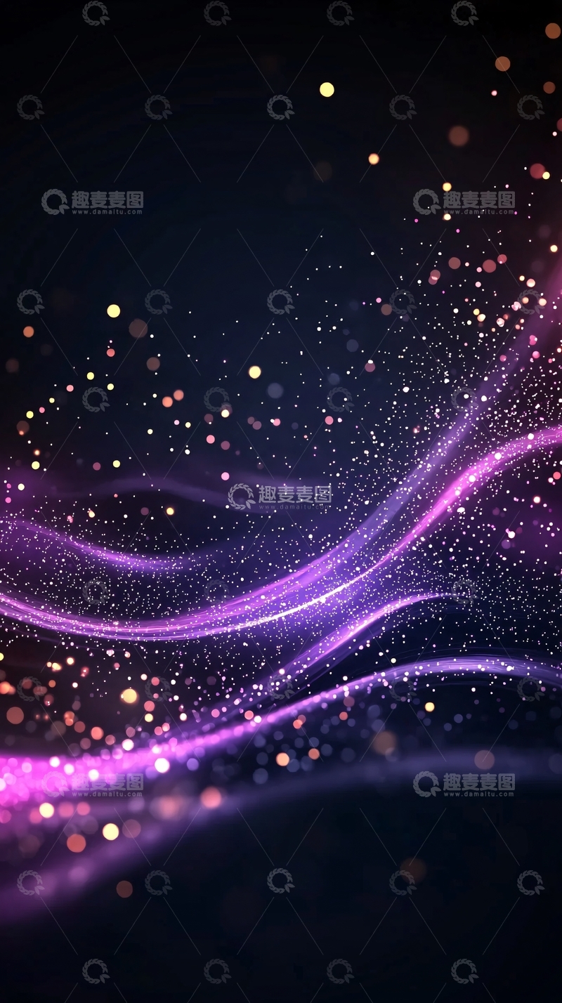 高清大图下载【趣麦麦图】梦幻紫色光带背景素材