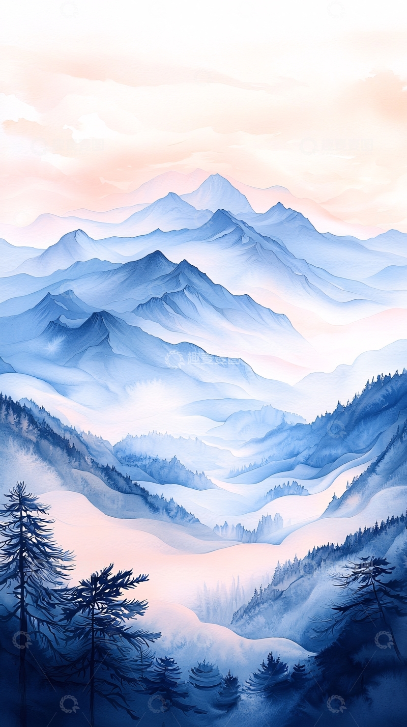 高清大图下载【趣麦麦图】冬日山川雪景