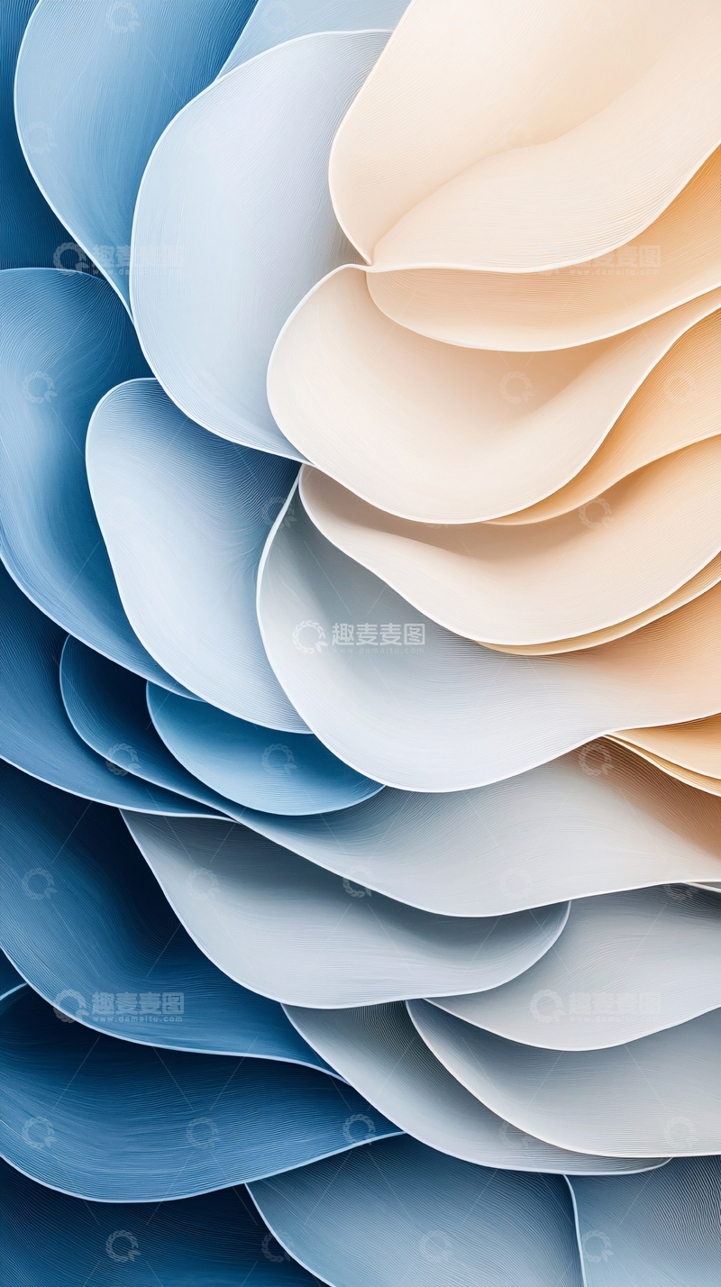 高清大图下载【趣麦麦图】蓝色渐变花瓣抽象艺术背景