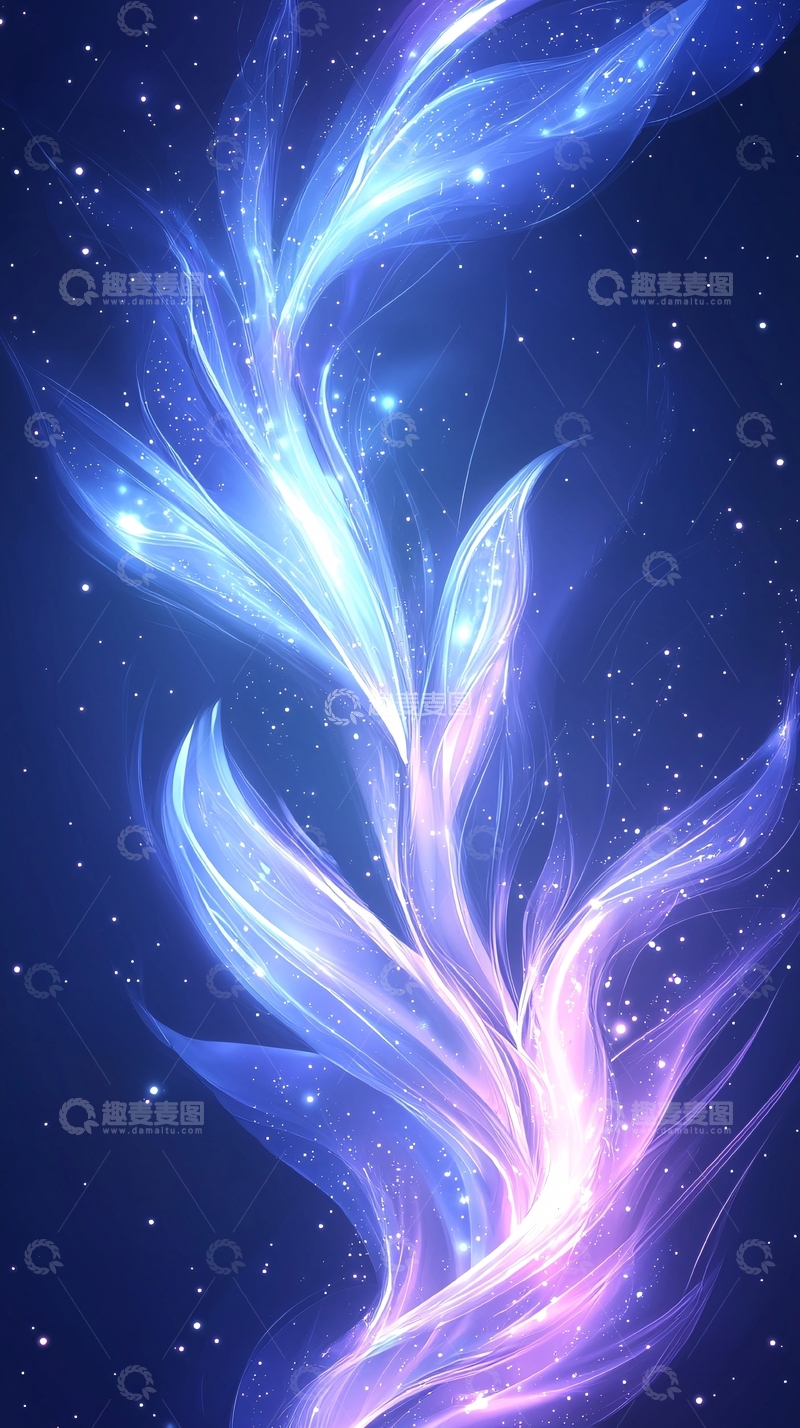 高清大图下载【趣麦麦图】梦幻蓝色光之植物