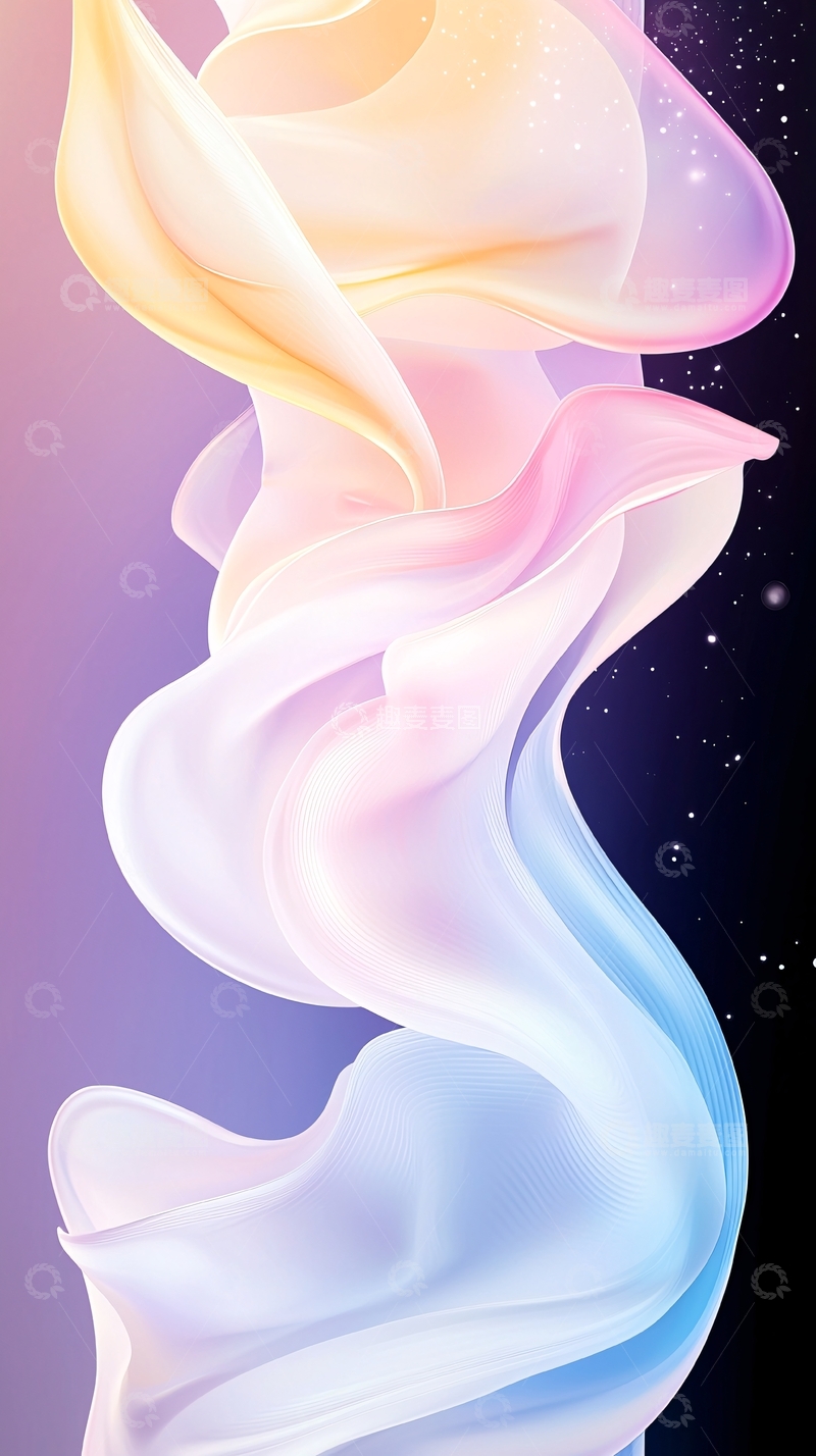 高清大图下载【趣麦麦图】梦幻渐变流动线条背景