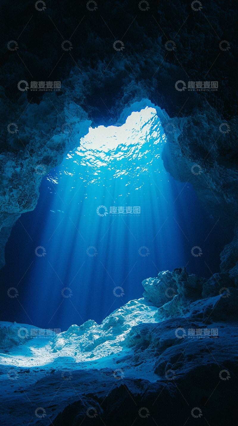 高清大图下载【趣麦麦图】海底洞穴阳光穿透