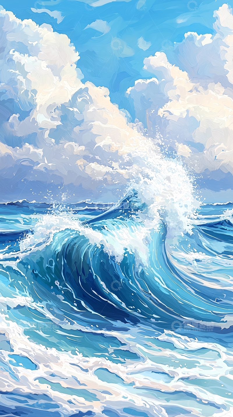 高清大图下载【趣麦麦图】海浪与天空的艺术画作