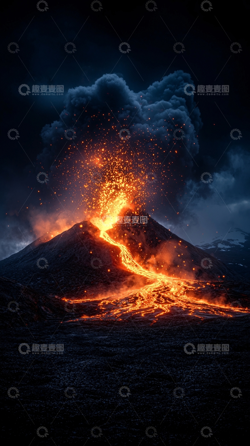 高清大图下载【趣麦麦图】火山爆发夜景