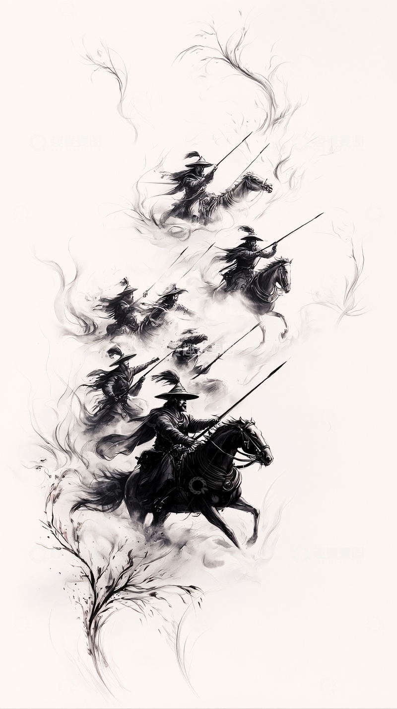高清大图下载【趣麦麦图】战马冲锋图高清图片