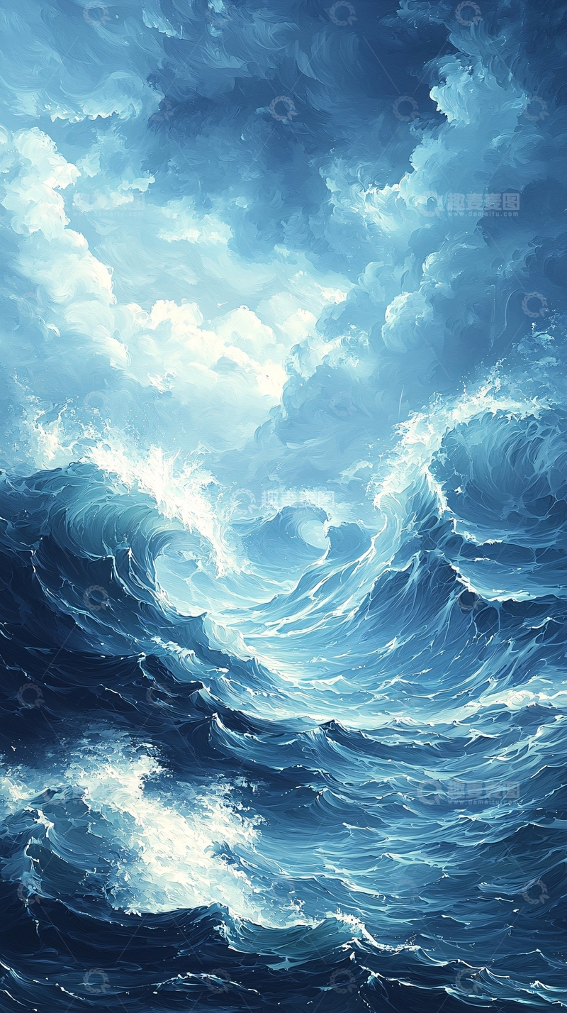 高清大图下载【趣麦麦图】海浪与天空的艺术画作