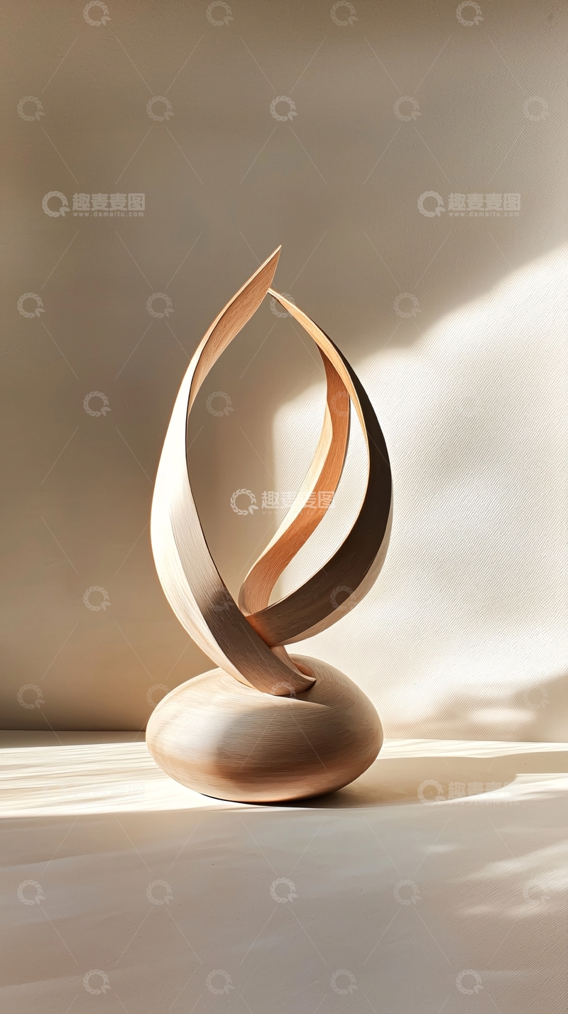 高清大图下载【趣麦麦图】抽象木雕艺术摆件