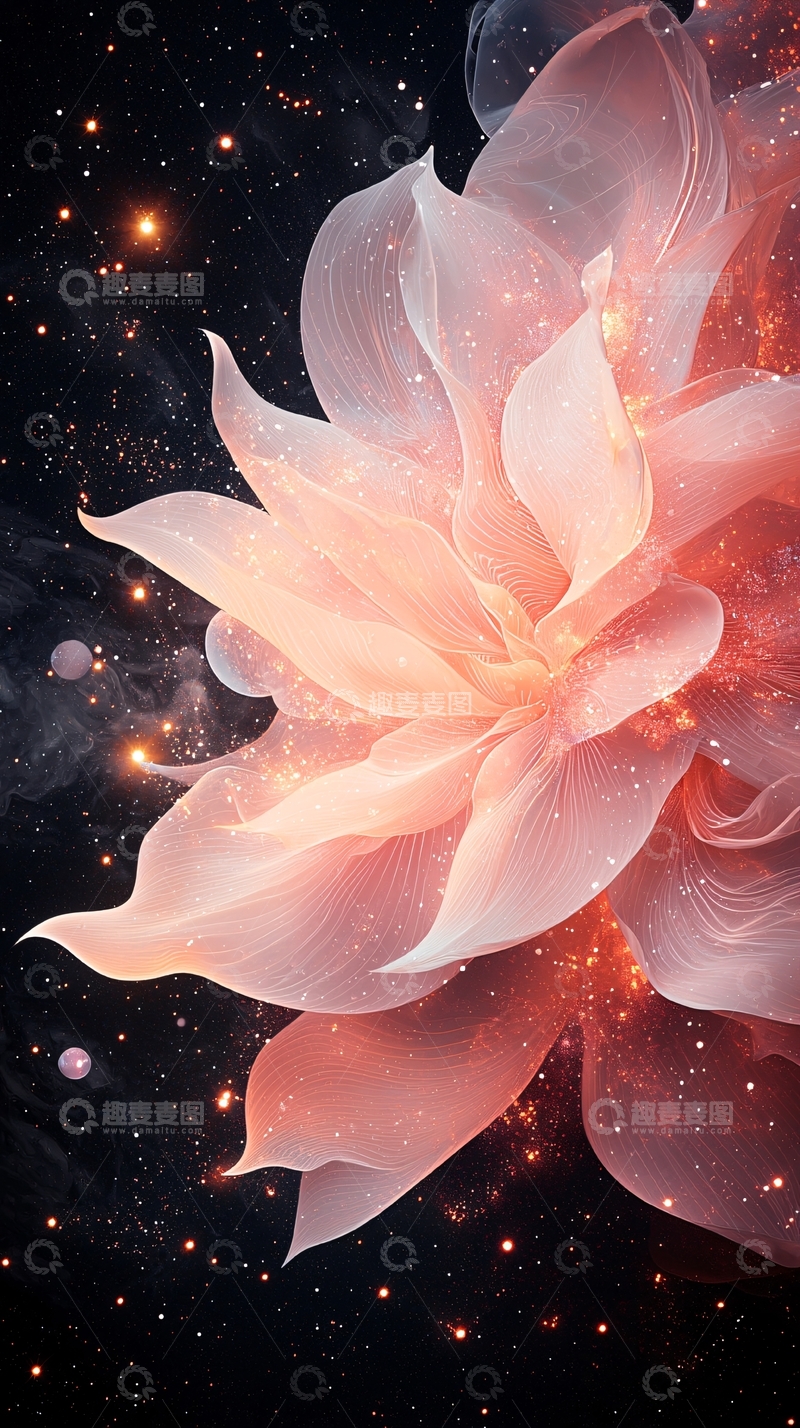 高清大图下载【趣麦麦图】梦幻星空下的花朵