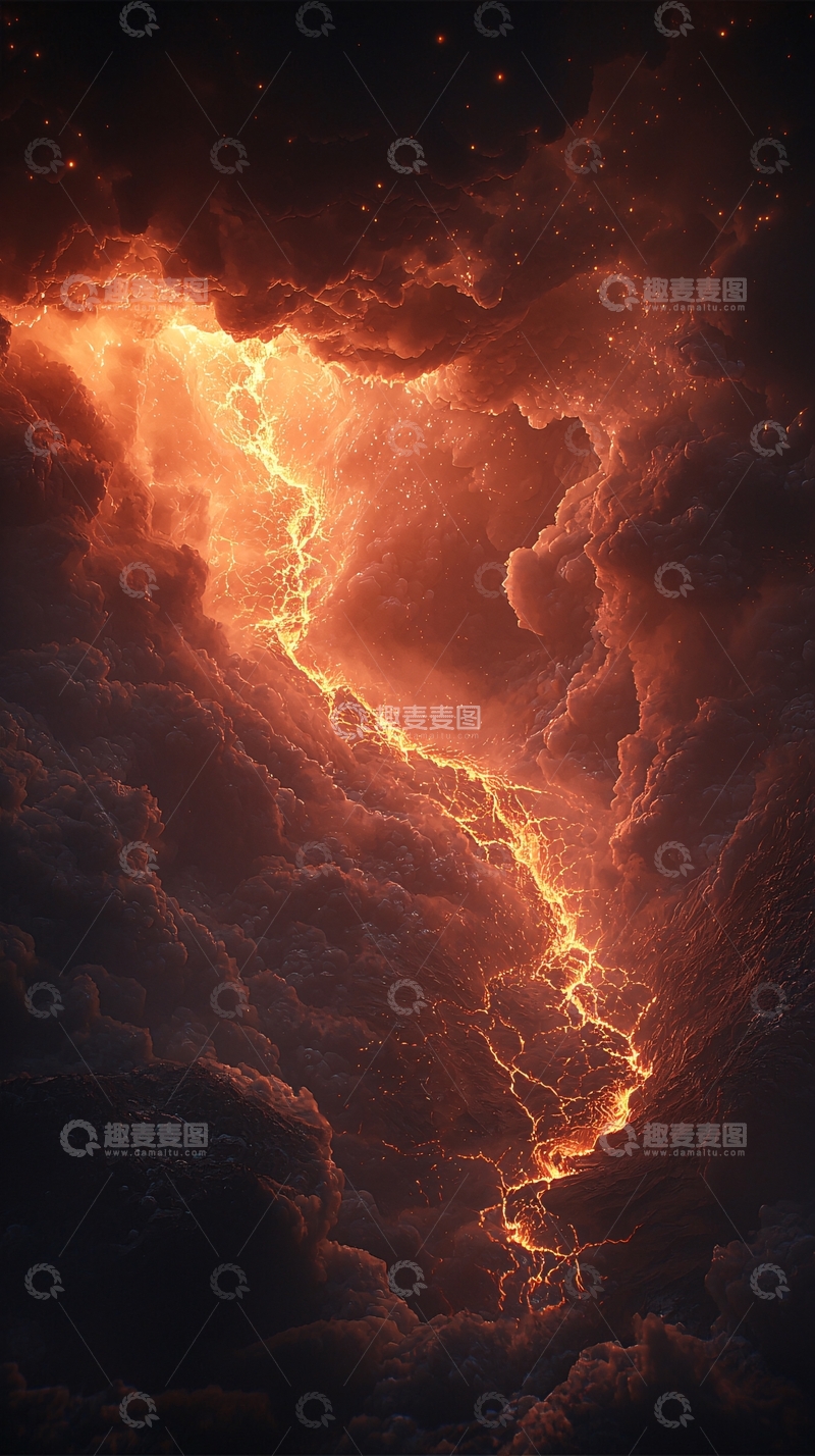 高清大图下载【趣麦麦图】熔岩流淌的火山景观