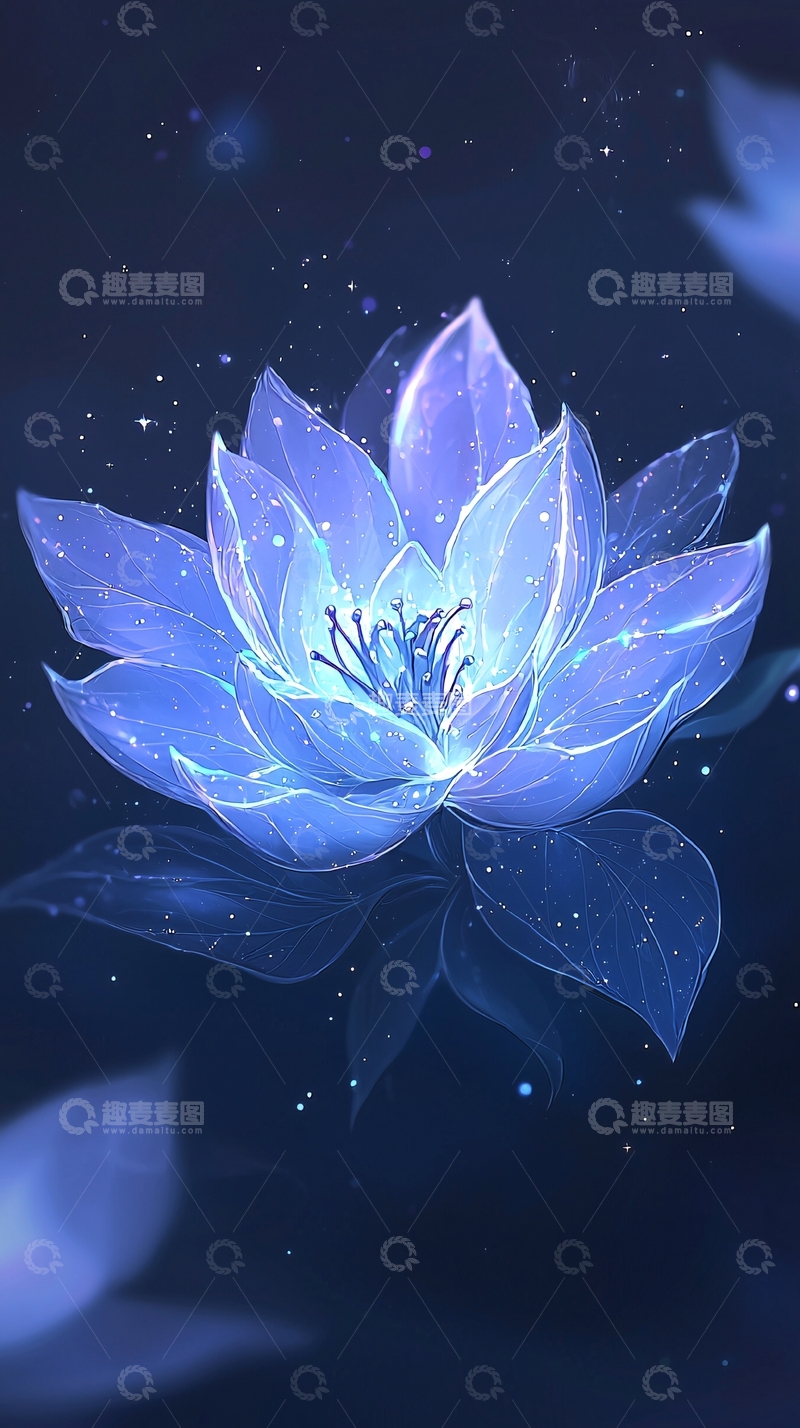 高清大图下载【趣麦麦图】梦幻蓝色莲花背景图