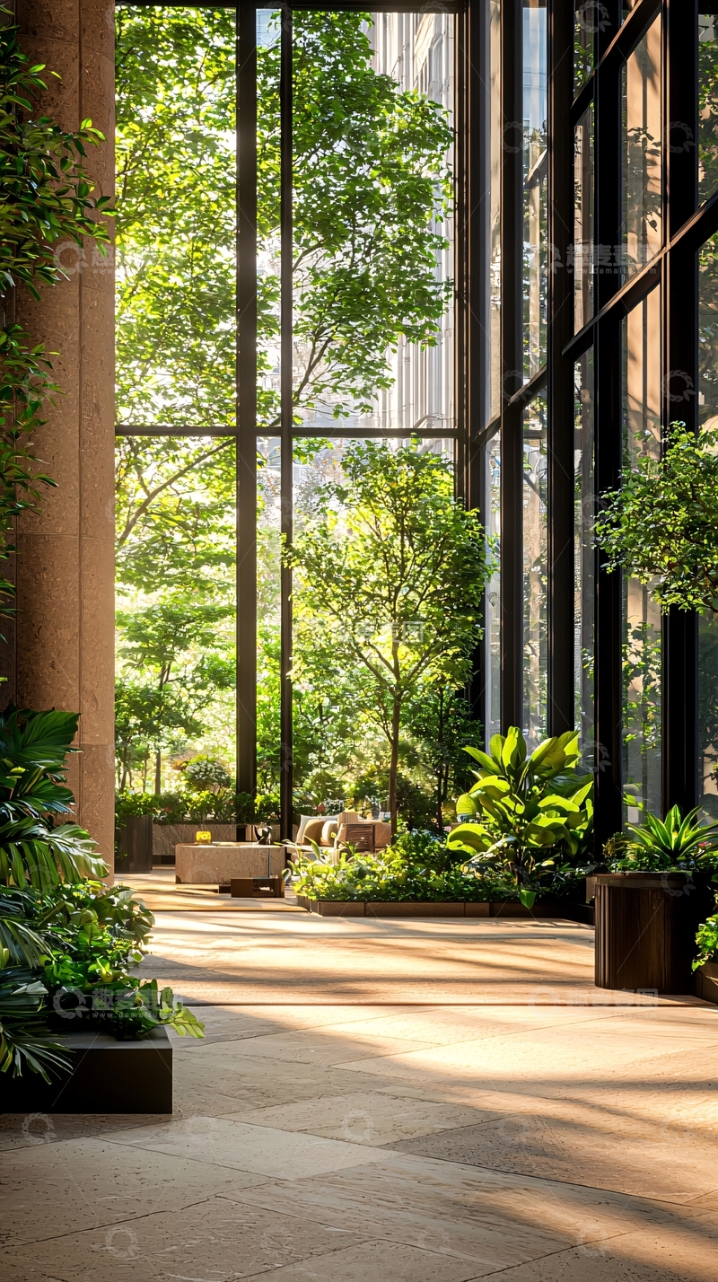 高清大图下载【趣麦麦图】现代建筑内部植物景观