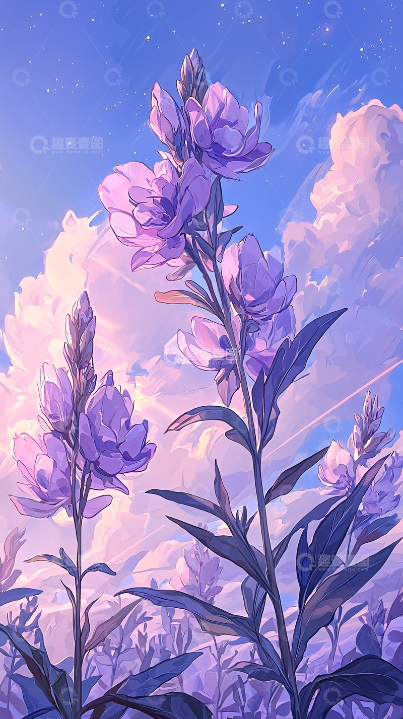 高清大图下载【趣麦麦图】梦幻紫色花朵背景