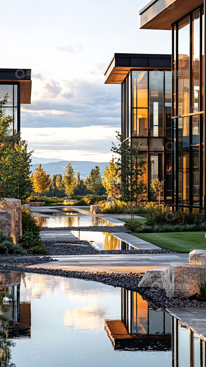 高清大图下载【趣麦麦图】现代建筑与自然景观的和谐之美