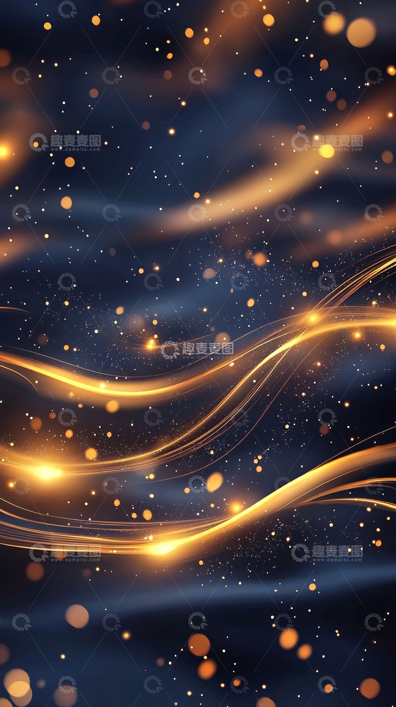 高清大图下载【趣麦麦图】金色光带夜空背景