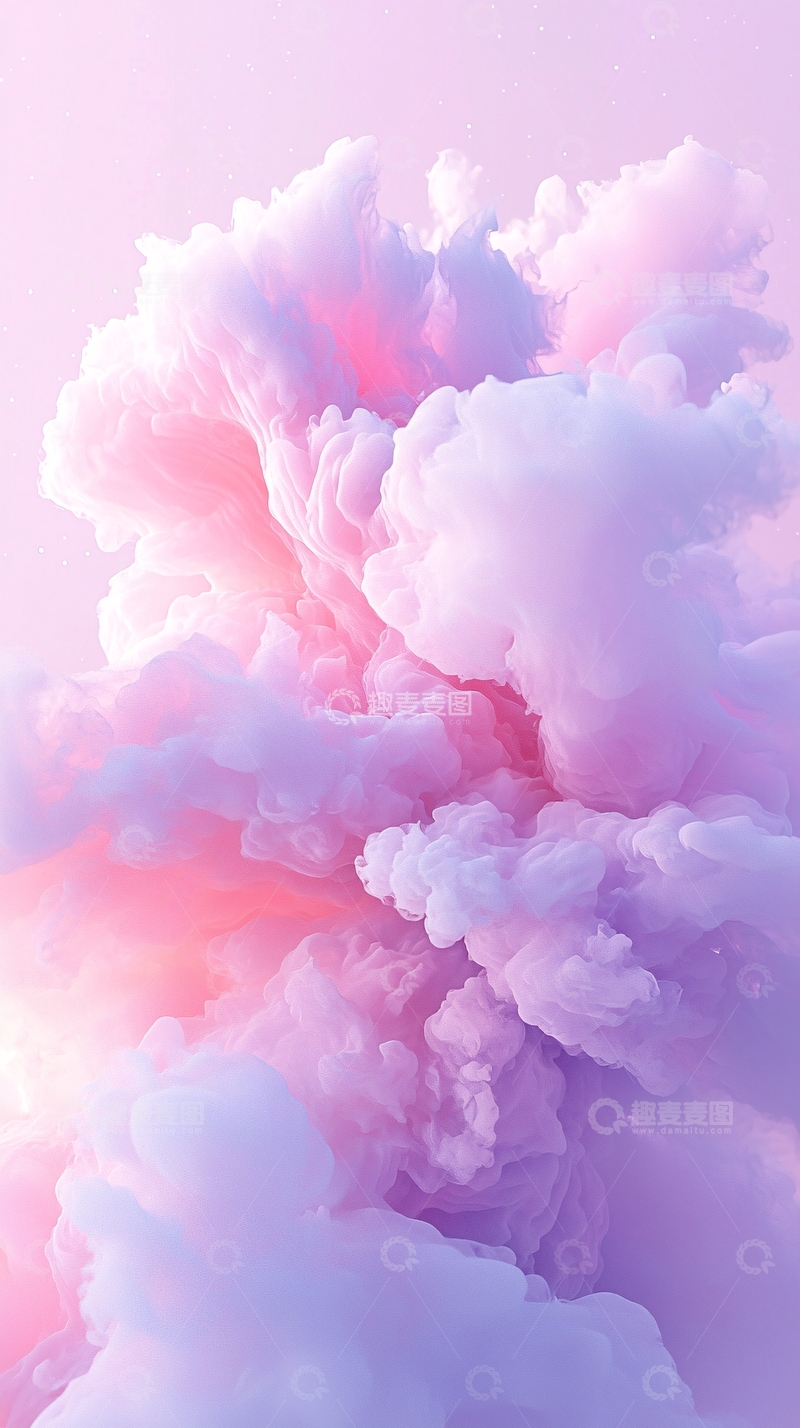 高清大图下载【趣麦麦图】梦幻粉蓝渐变云雾背景