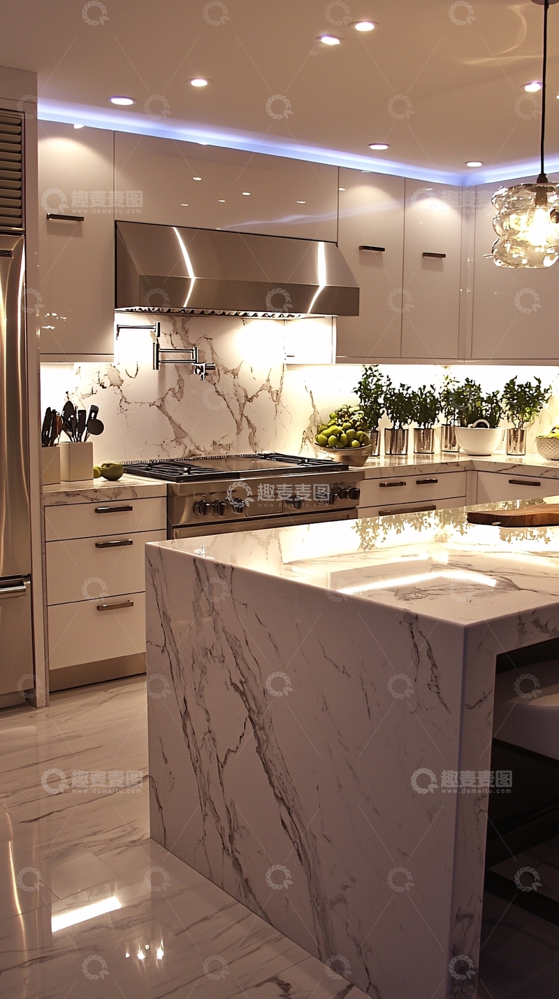 高清大图下载【趣麦麦图】现代大理石厨房设计