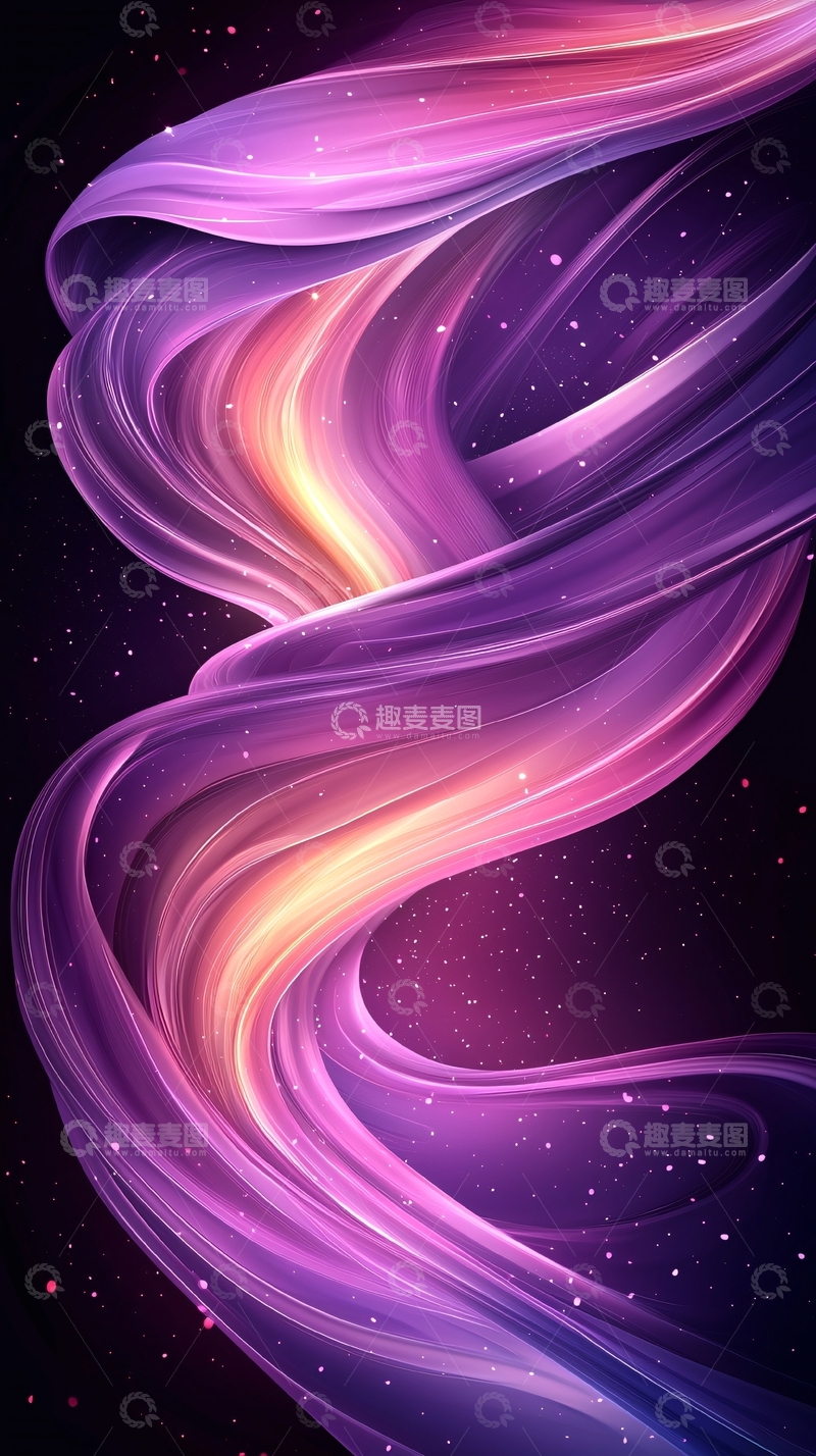 高清大图下载【趣麦麦图】紫色渐变流动线条背景