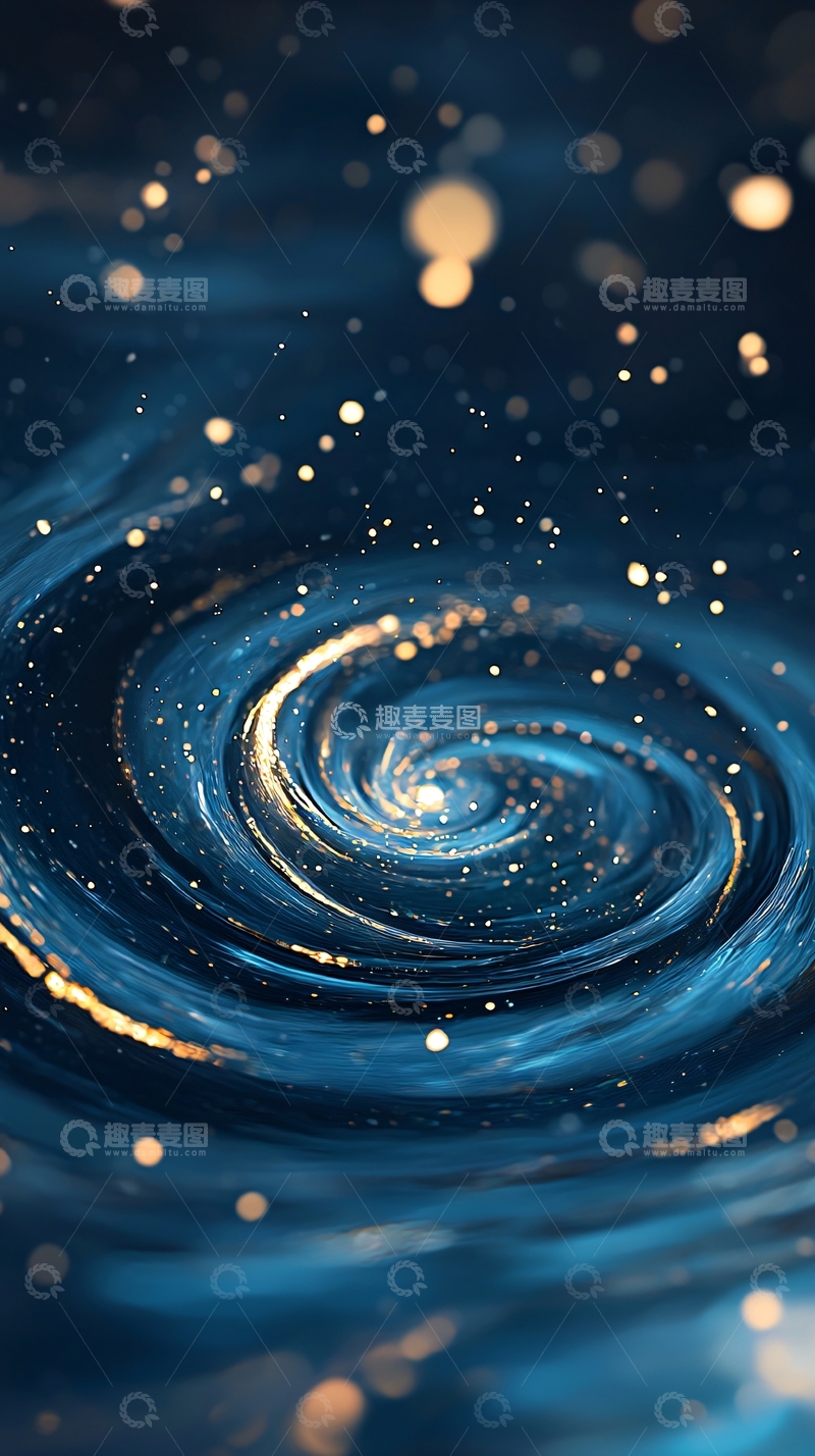 高清大图下载【趣麦麦图】蓝色漩涡星空背景图